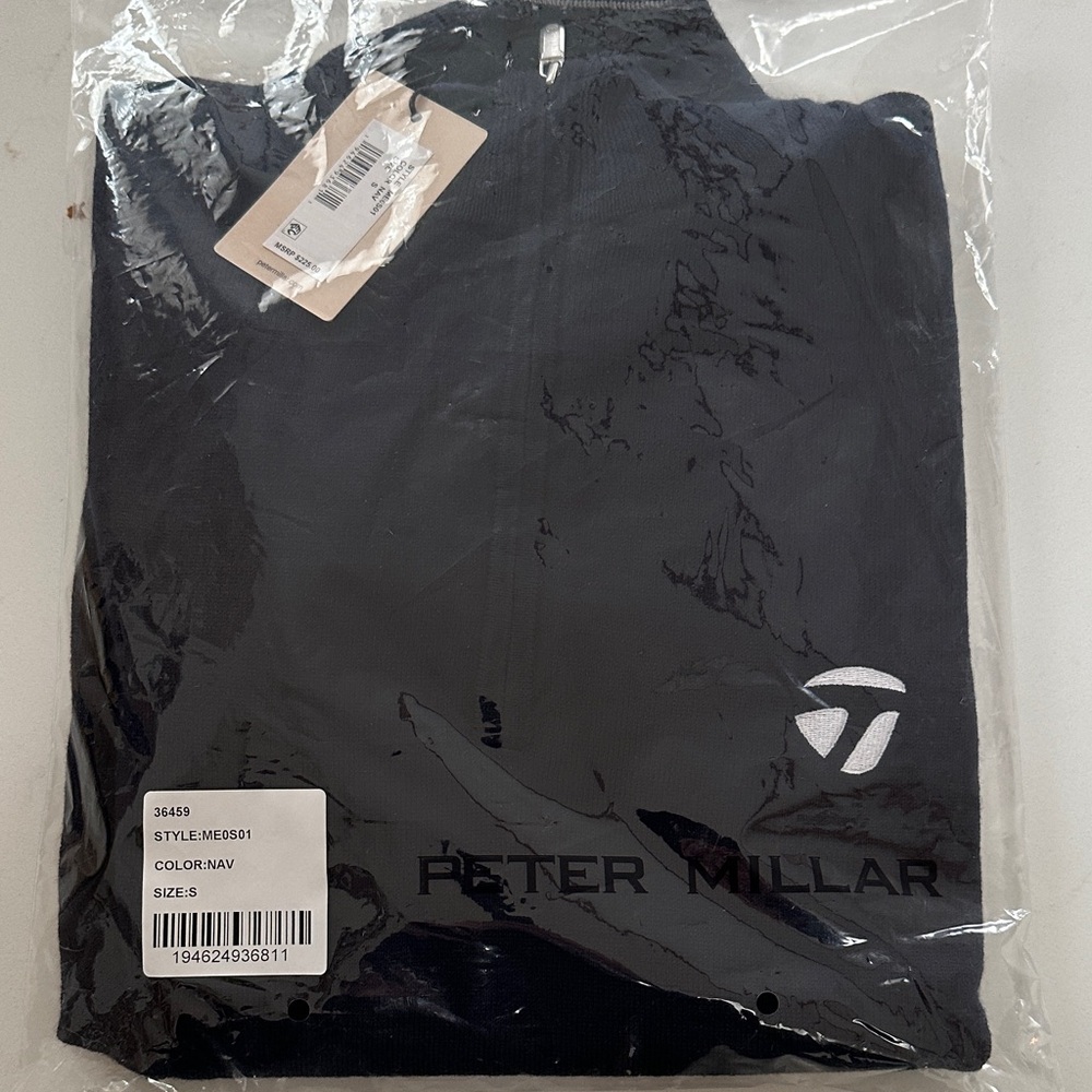 Peter Millar Men’s Navy 1/4 Zip Golf Sweater Crown Small New in Plastic